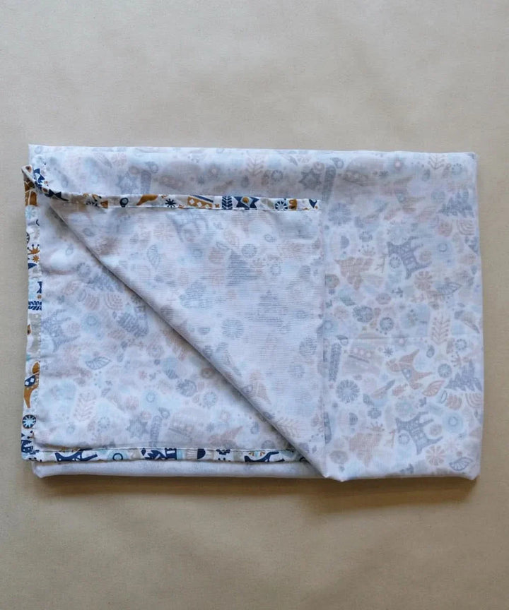 Blue Cotton Printed Baby Dohar | SHOBITAM