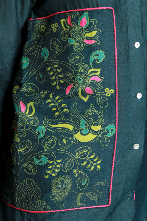 Bagh Patch Green Shirt | SHOBITAM