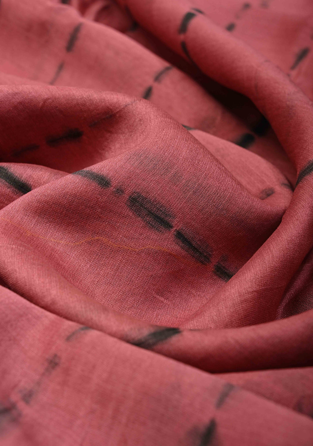 Rose Pink Shibori Bagru Handblock Chanderi Silk Cotton Saree with Minimal Zari Border