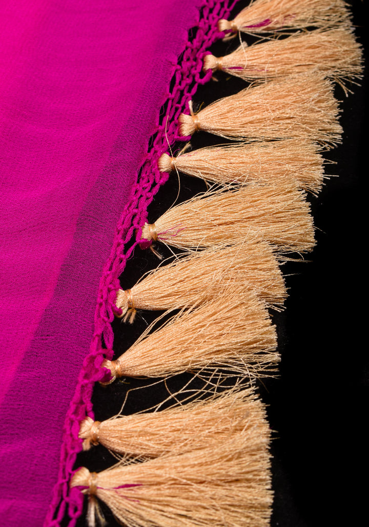 Sarkam Bandhej Design on Banarasi Pure Silk Georgette in Pink | SILK MARK CERTIFIED