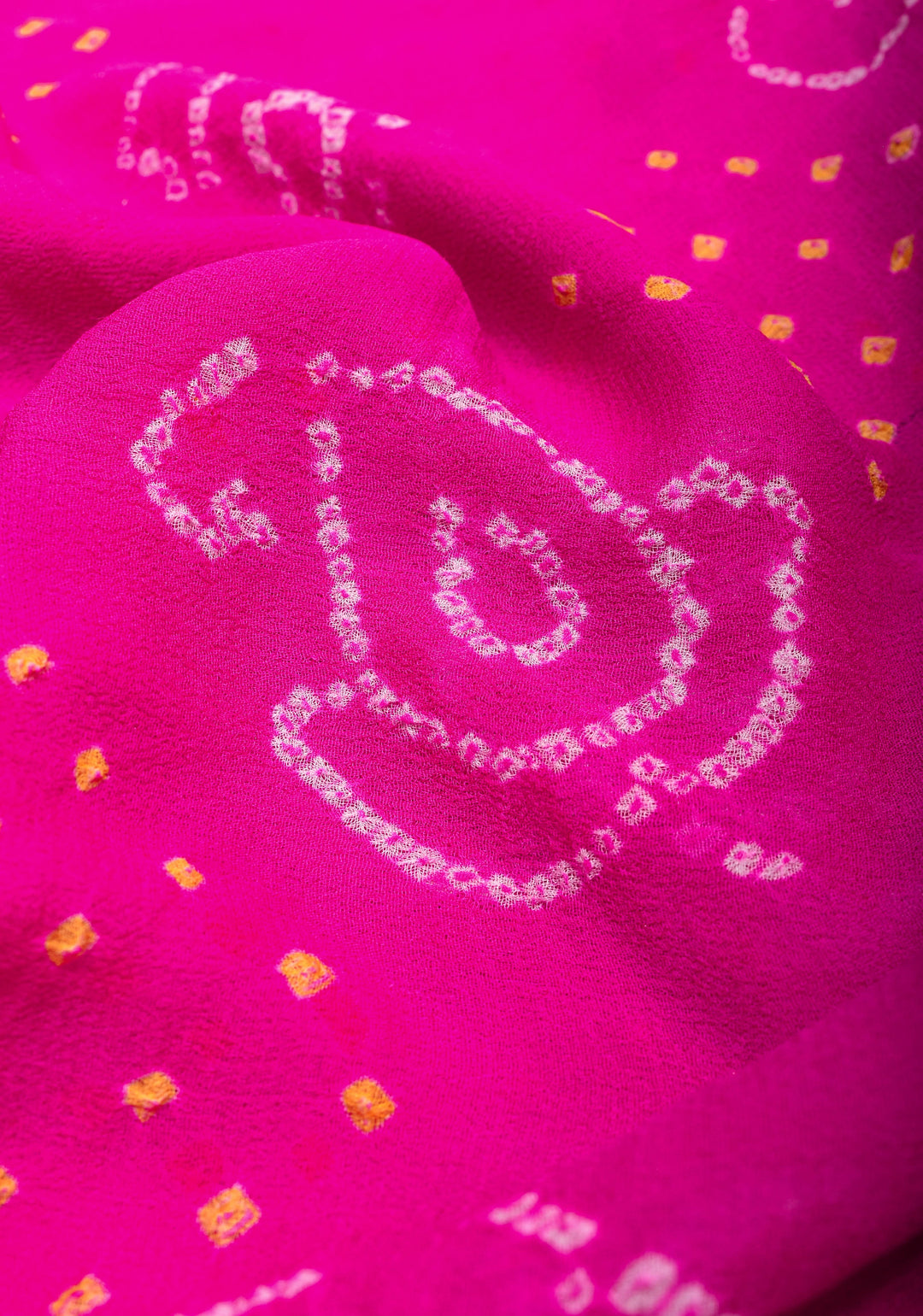 Sarkam Bandhej Design on Banarasi Pure Silk Georgette in Pink | SILK MARK CERTIFIED