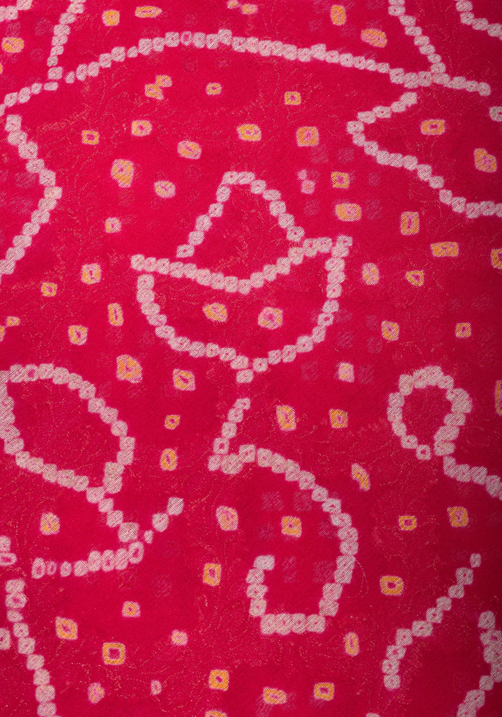 Sarkam Bandhni and Jaal Banarasi Half and Half Pattern pure Silk Georgette Saree in Peach and Pink | SILK MARK CERTIFIED