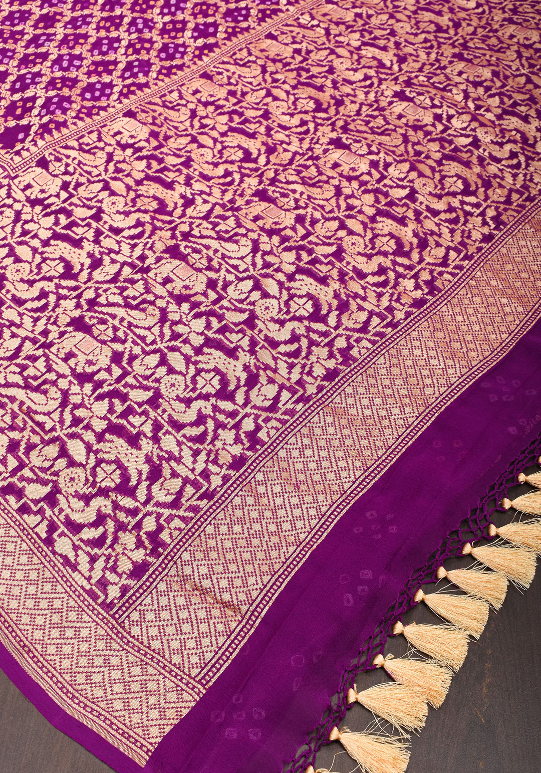 Shikaargah Skirt Border Pure Banarasi Georgette Saree in Plum | SILK MARK CERTIFIED