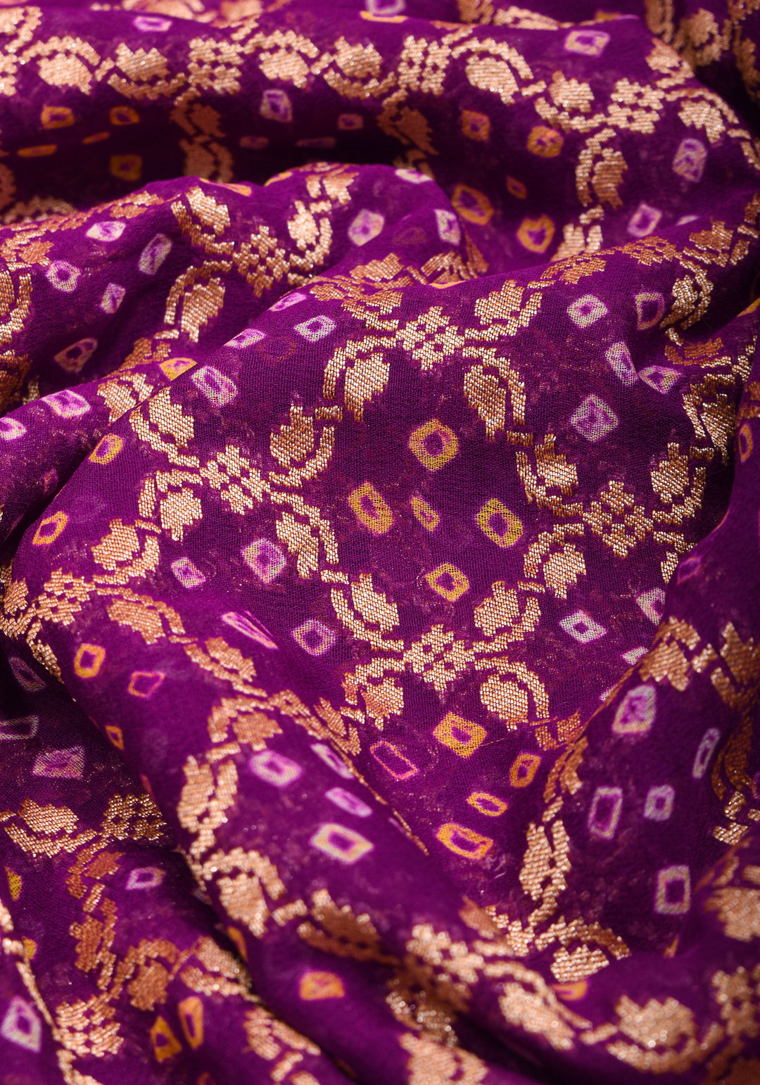 Shikaargah Skirt Border Pure Banarasi Georgette Saree in Plum | SILK MARK CERTIFIED