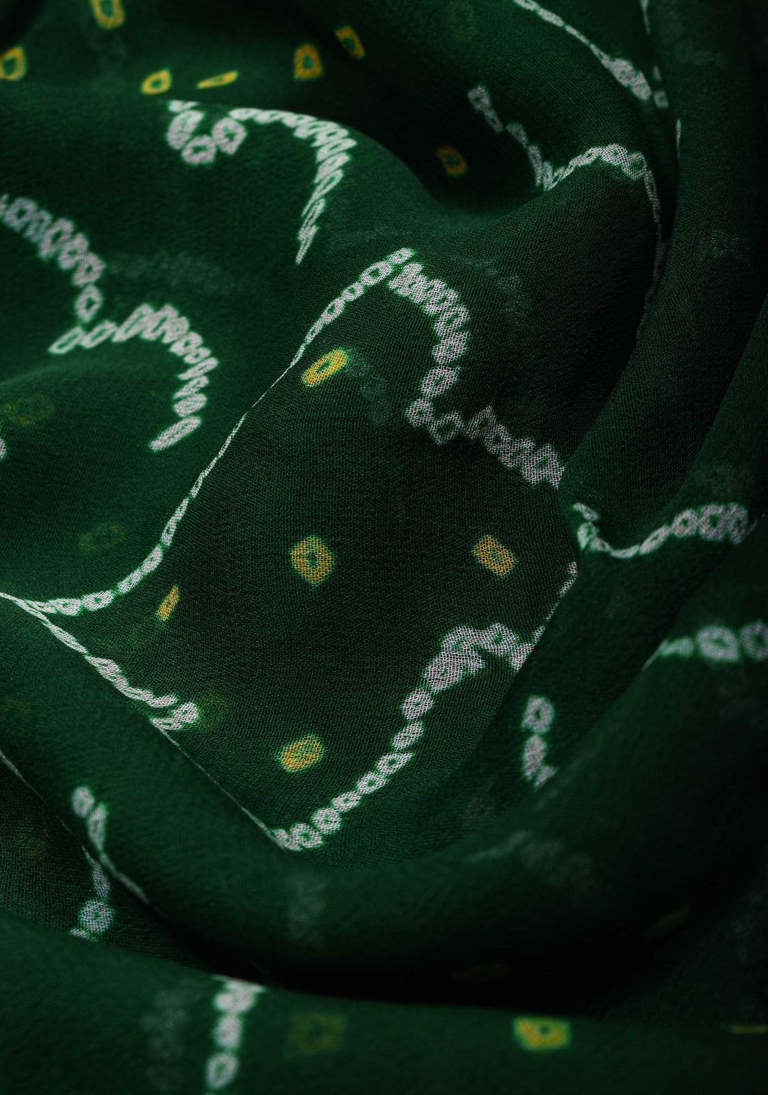 Authentic Sarkam Bandhej Silk Georgette Saree in Emerald Green with Zari Border | SILK MARK CERTIFIED