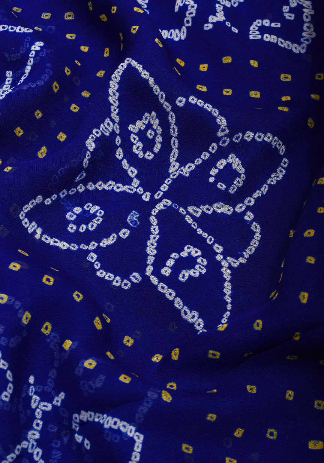 Blue Authentic Sarkam Bandhej Silk Georgette Saree with Alfi Sona Rupa Floral border | SILK MARK CERTIFIED