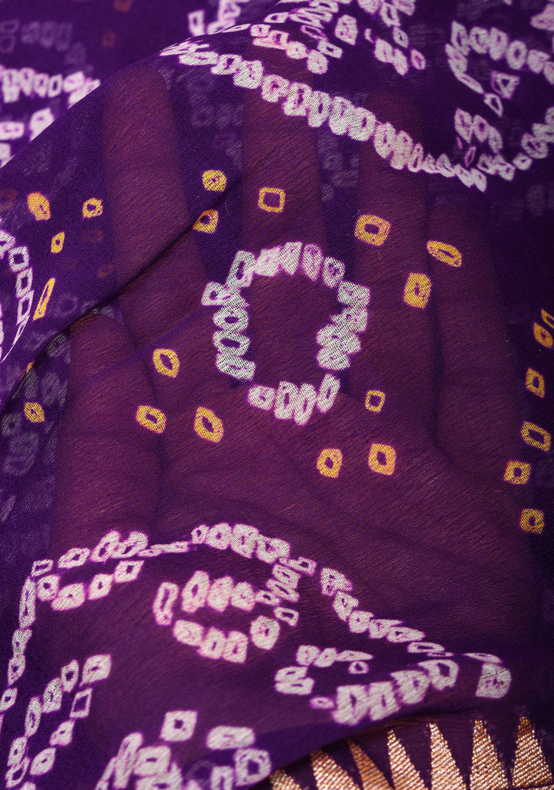 Purple Authentic Sarkam Bandhej Silk Georgette Saree with Shikargah meenakari  border | SILK MARK CERTIFIED