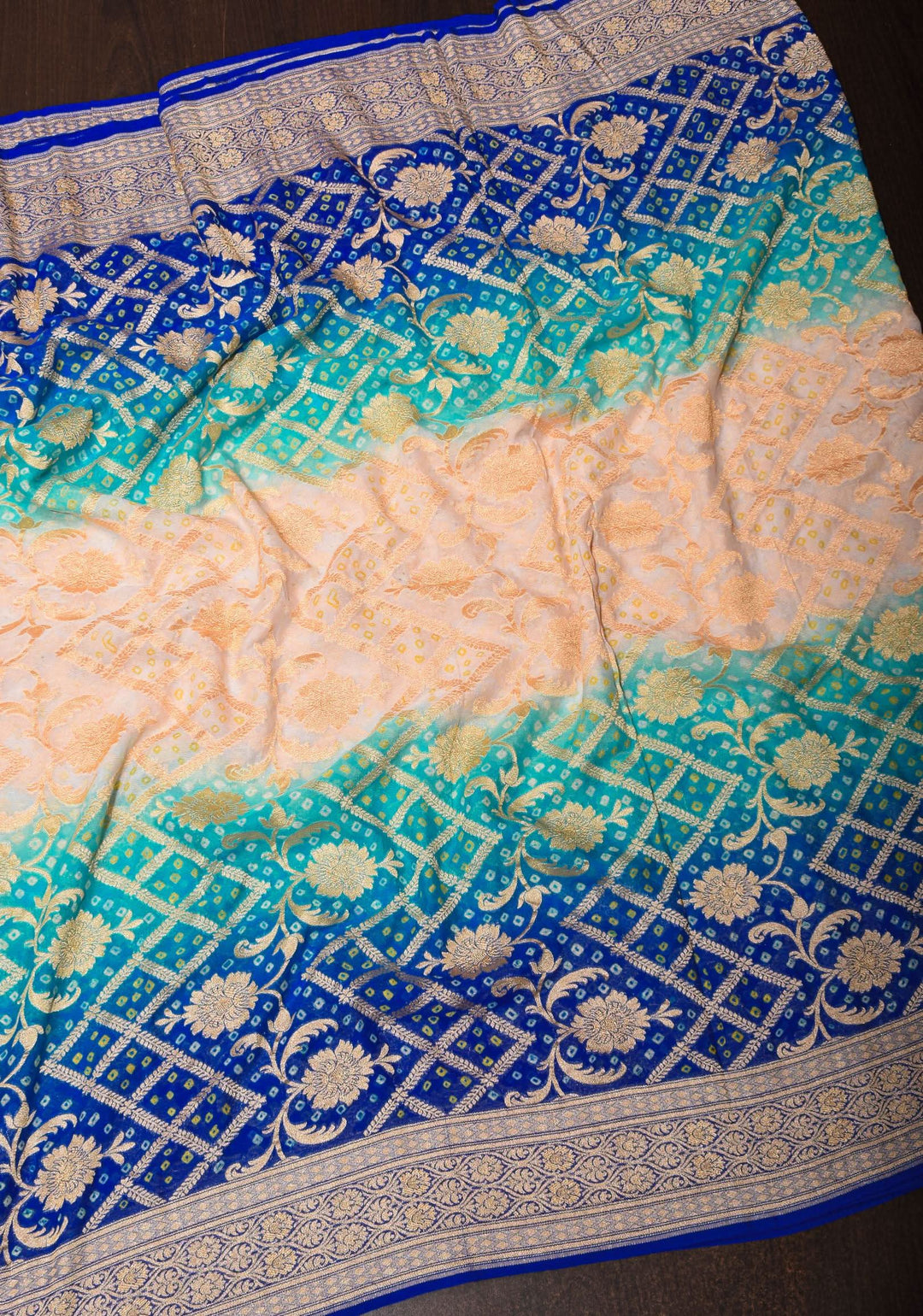 Blue ombre Pure Banarasi silk Saree | SILK MARK CERTIFIED