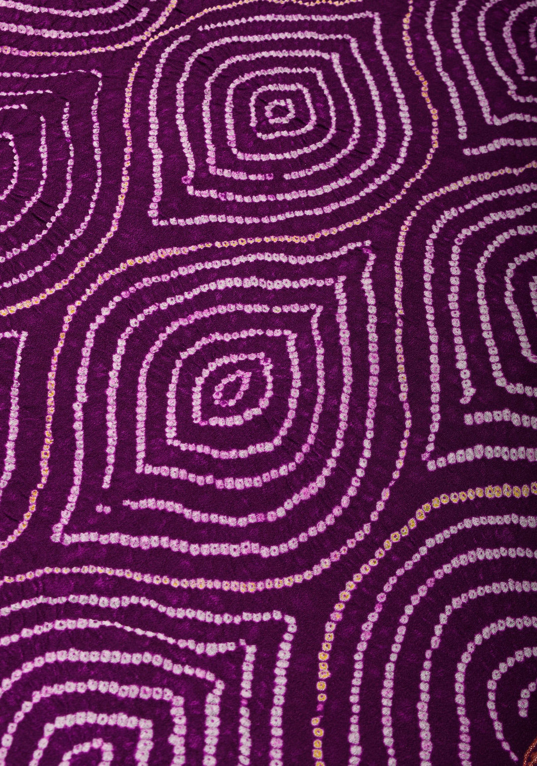 Plum sarkam bandhej geometric design with dense alfi zari detailing | SILK MARK CERTIFIED
