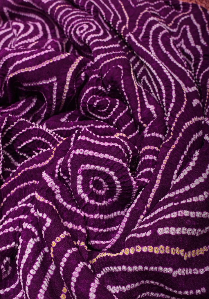 Plum sarkam bandhej geometric design with dense alfi zari detailing | SILK MARK CERTIFIED