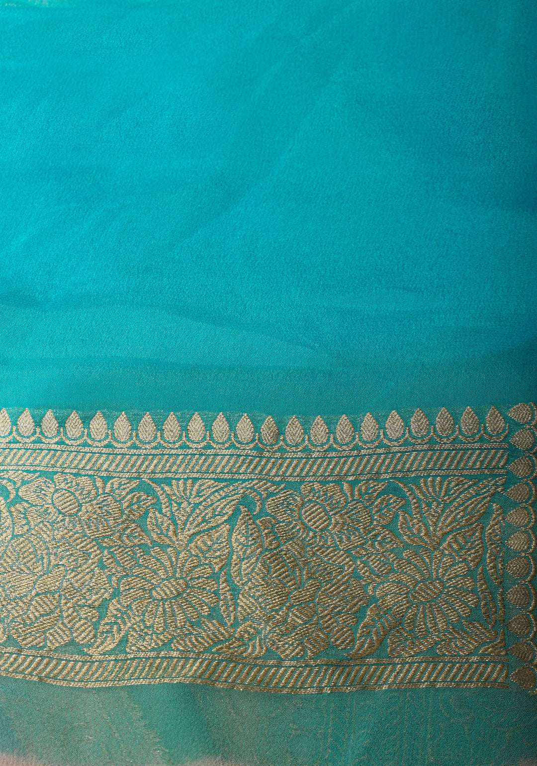 Hand Brush Dye on Pure Silk Georgette Saree with Leheria Antique Zari Jaal  | SILK MARK CERTIFIED