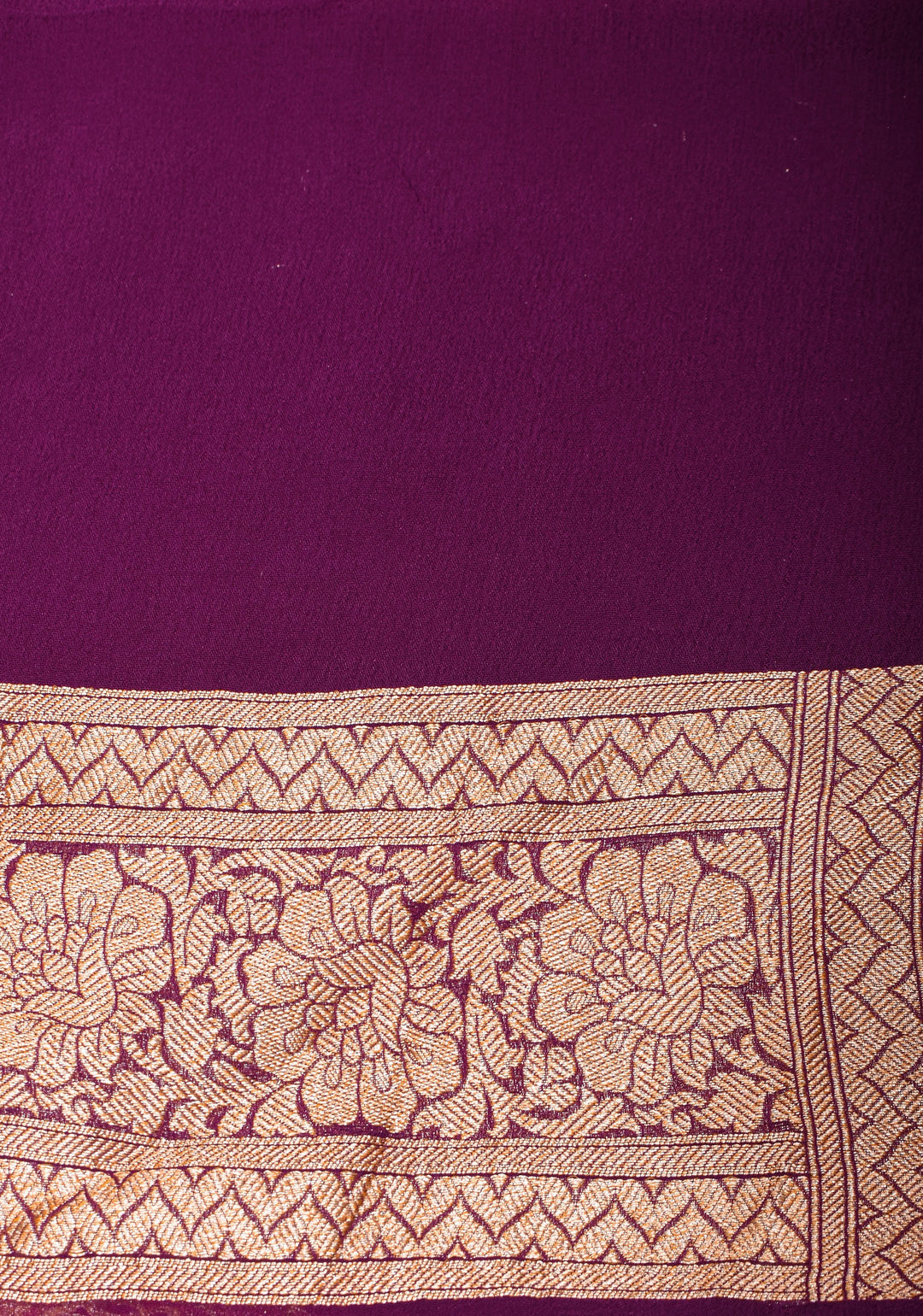 Raspberry Pink Authentic Banarasi Silk Georgette Saree with Floral Jaal and Koniya Motifs and Zari Border | SILK MARK CERTIFIED