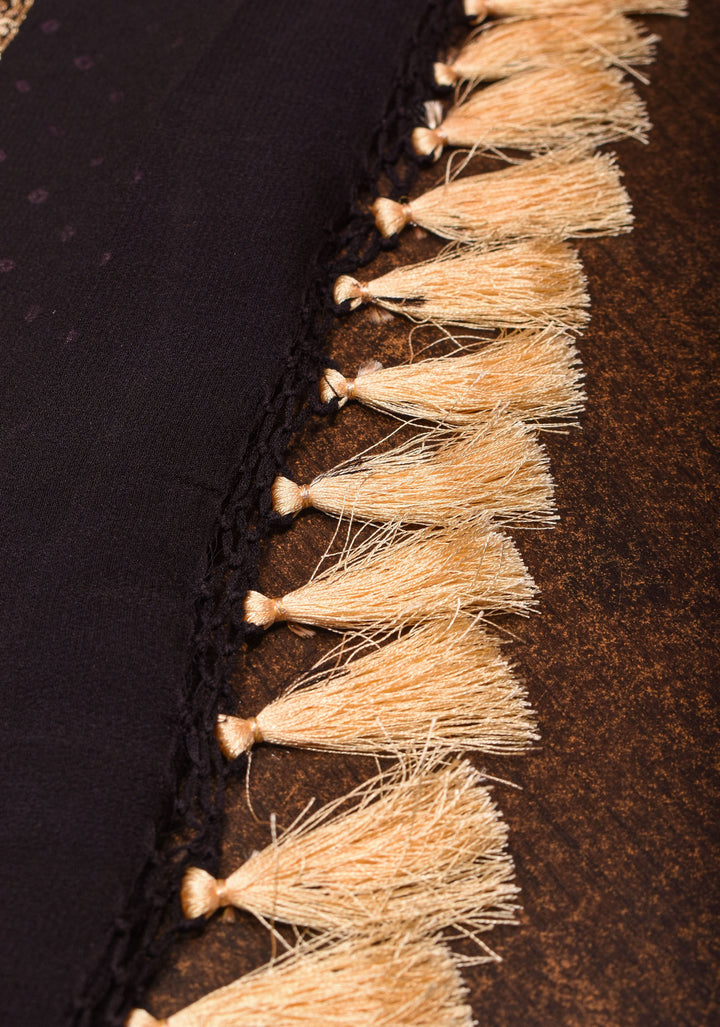 Sarkam bandhej on Banarasi silk Georgette in Brown Black Ombre | SILK MARK CERTIFIED