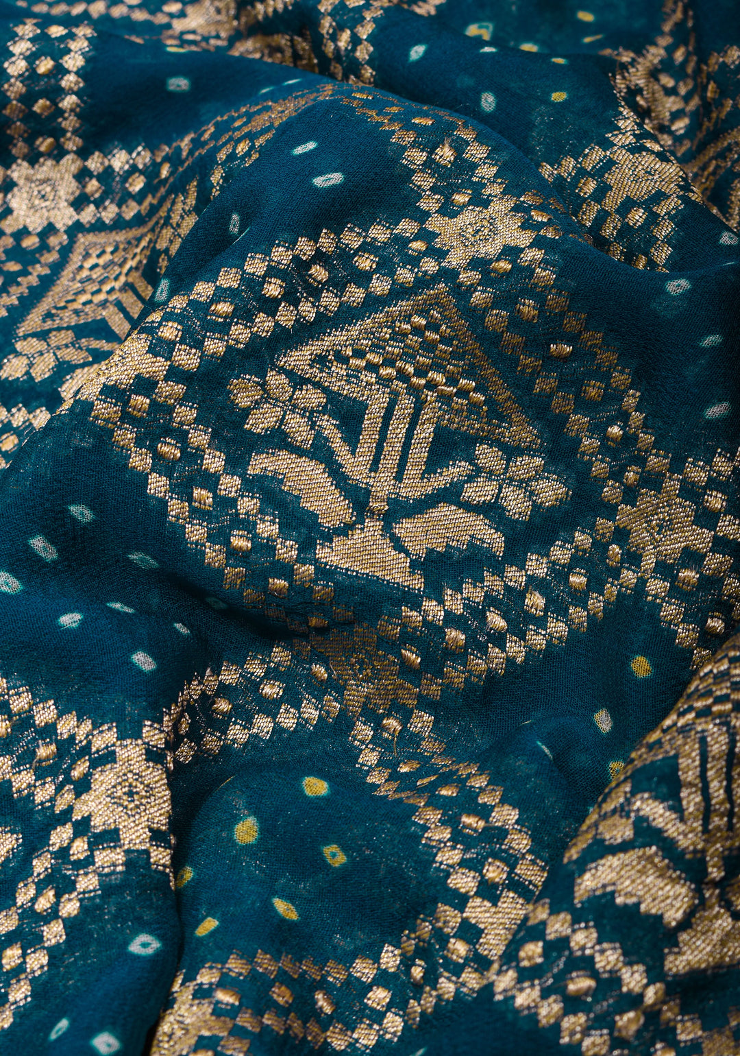 Prussian Blue Jaal Banarasi Pure Silk Georgette Saree with Elegant Contrast Border | SILK MARK CERTIFIED