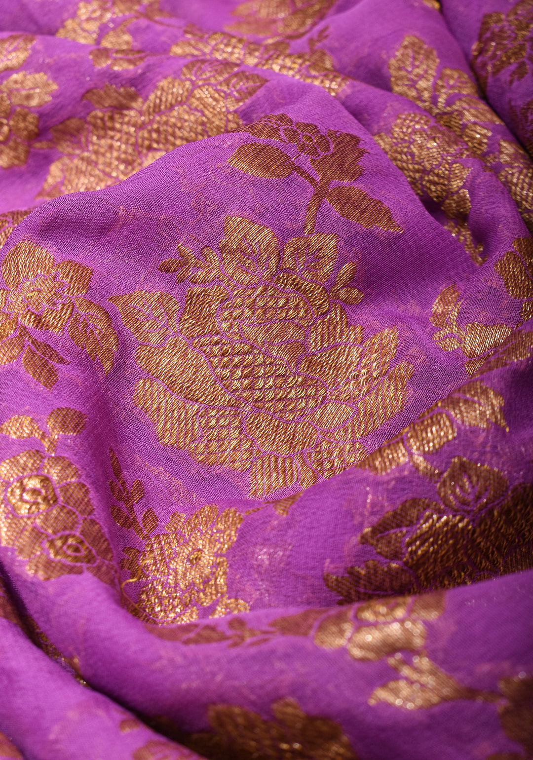 Orchid Floral Jaal Banarasi Georgette Saree with antique tone zari | SILK MARK CERTIFIED