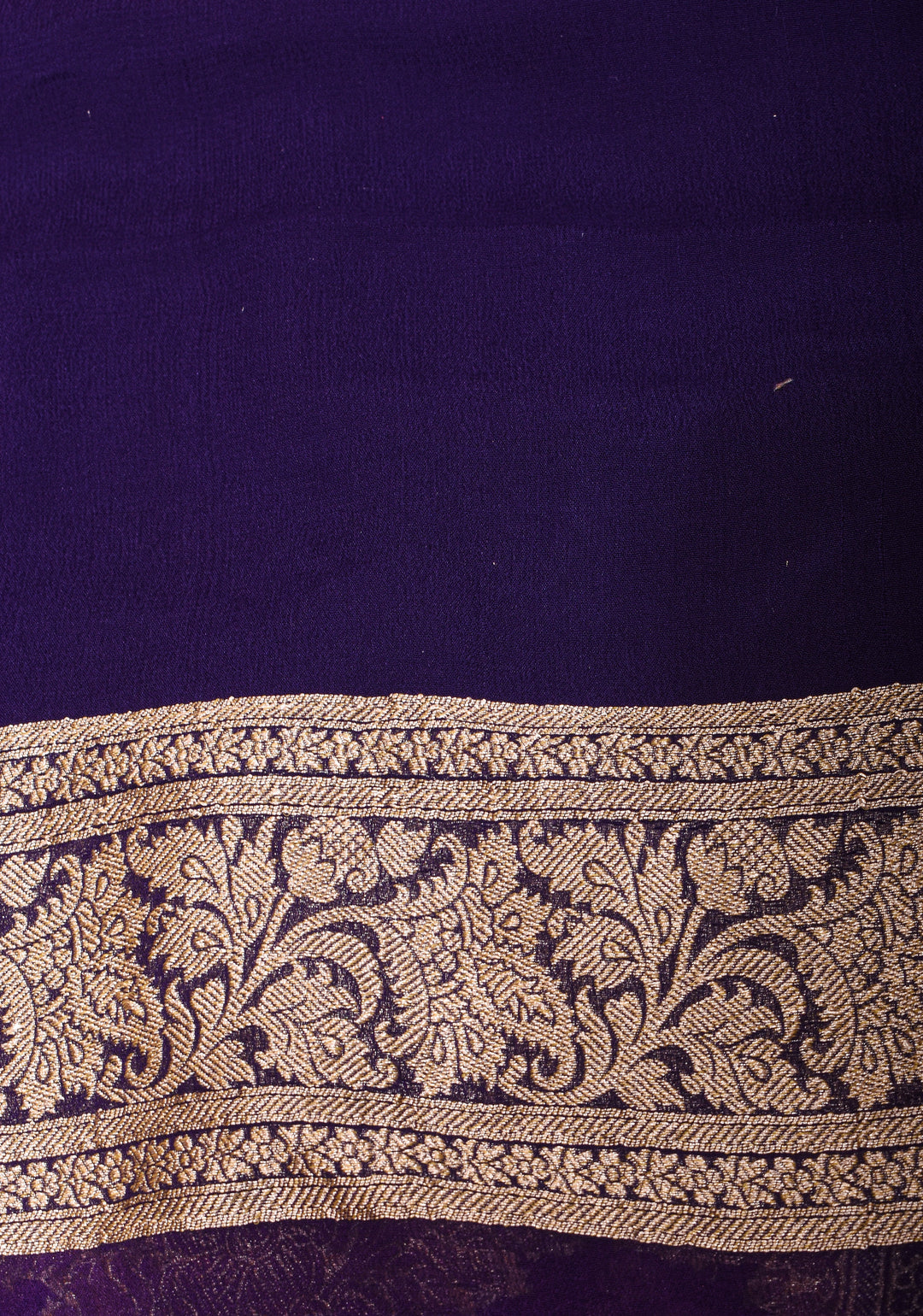 Purple Authentic Banarasi Silk Georgette Saree with Floral Jaal and Zari Border| SILK MARK CERTIFIED