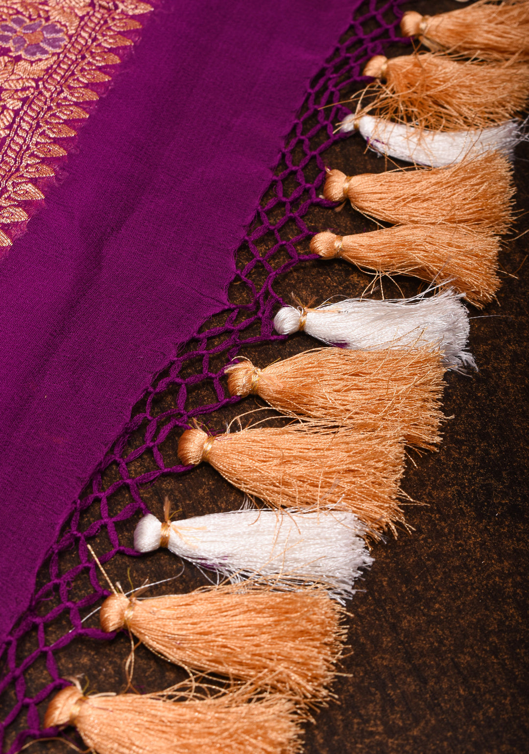 Exquisite Purple Sarkam Bandhej on Pure Silk Banarasi Georgette Saree with Geometric Pattern  | SILK MARK CERTIFIED