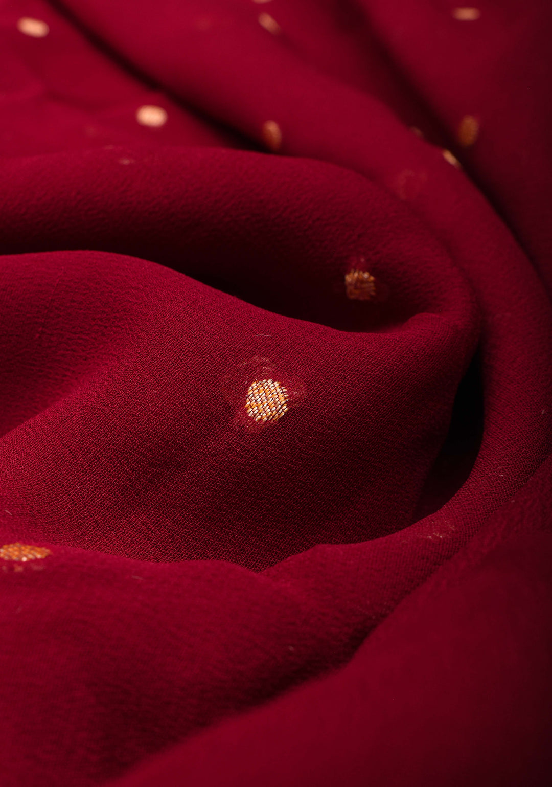 Maroon Pure Silk Georgette Saree with Zari Buttis and Tree of Life Pallu | SILK MARK CERTIFIED