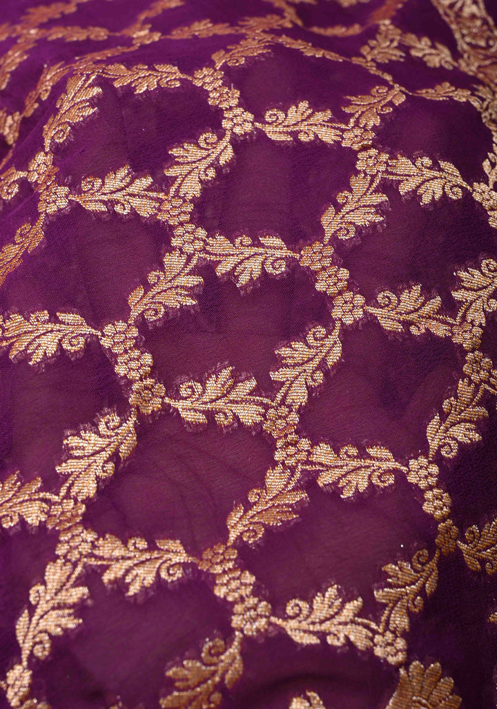 Magenta Banarasi Georgette Silk Saree with Zari Jaal and Resplendent Peacock Meenakari Pallu | SILK MARK CERTIFIED