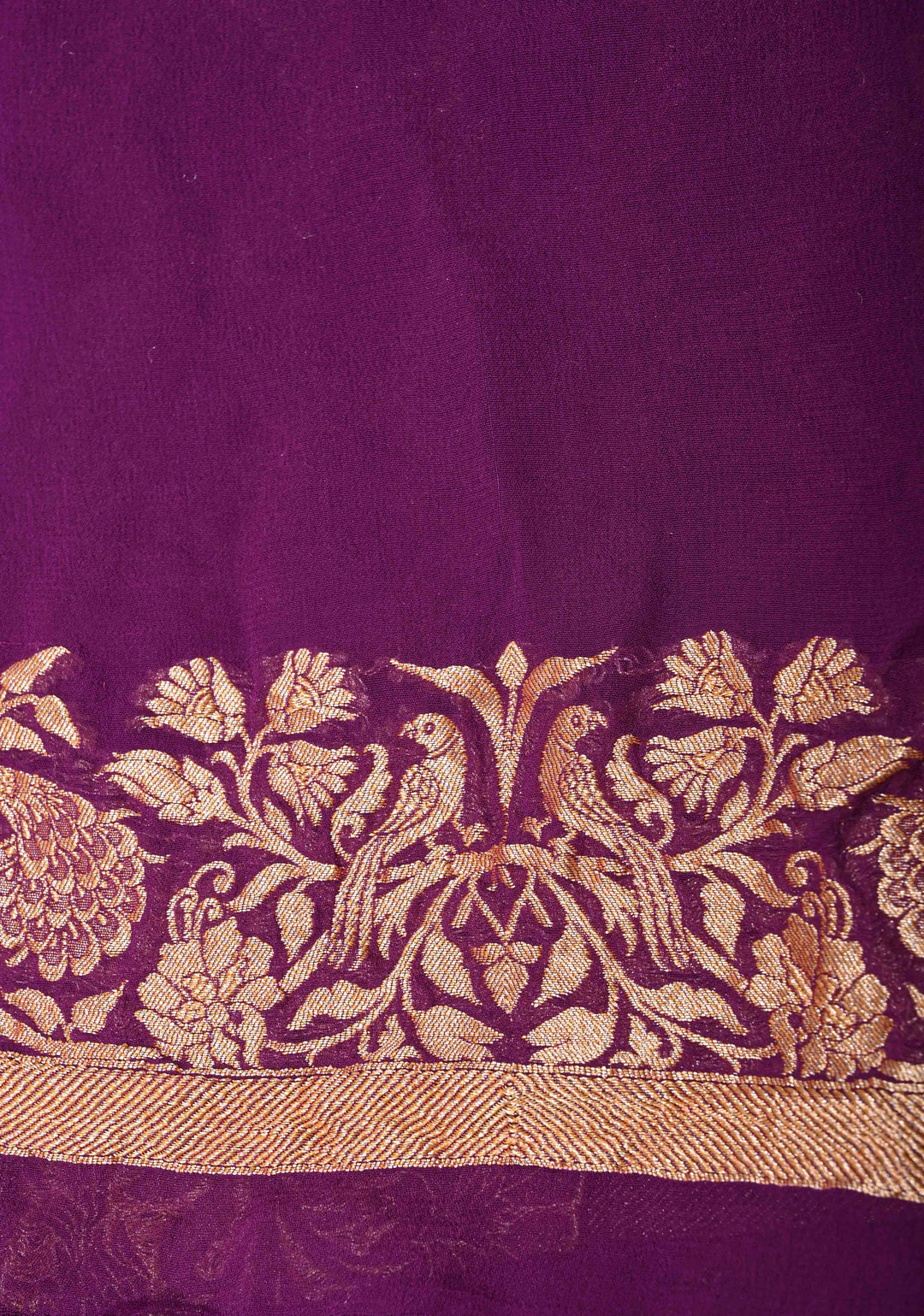 Magenta Banarasi Georgette Silk Saree with Zari Jaal and Resplendent Peacock Meenakari Pallu | SILK MARK CERTIFIED