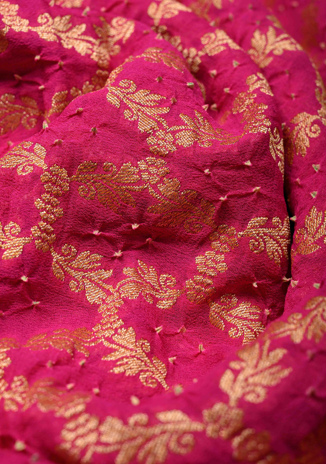 Rani Pink Red Banarasi Georgette Silk Saree with Zari Jaal and Resplendent Peacock Meenakari Pallu  | SILK MARK CERTIFIED | SHOBITAM