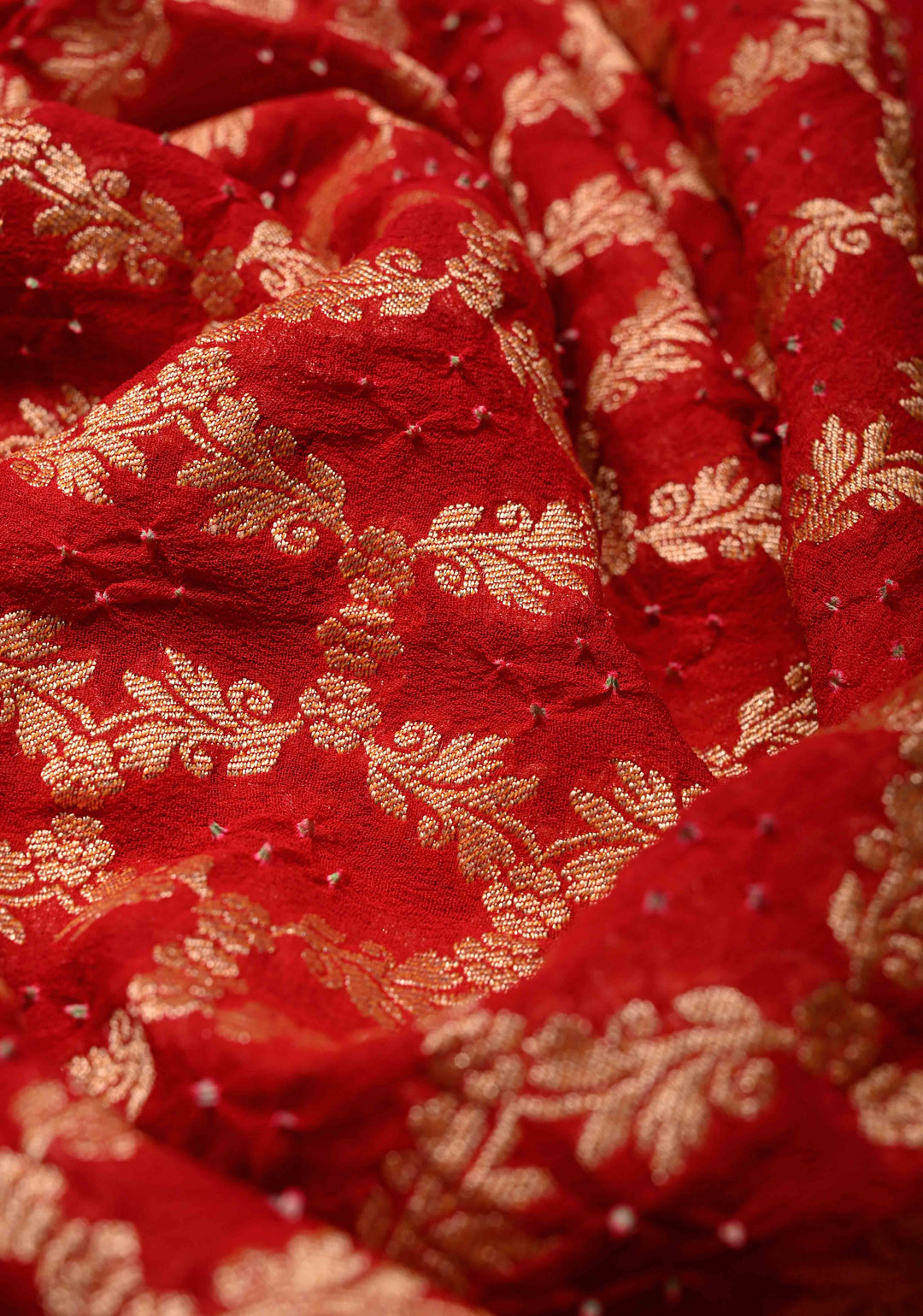 Red Banarasi Georgette Silk Saree with Zari Jaal and Resplendent Peacock Meenakari Pallu  | SILK MARK CERTIFIED | SHOBITAM