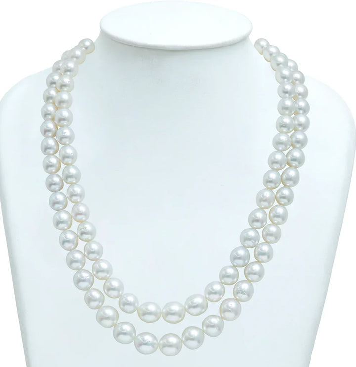 10.0-11.0mm Cream Near Round South Sea Pearls Necklace Set- AA Quality
