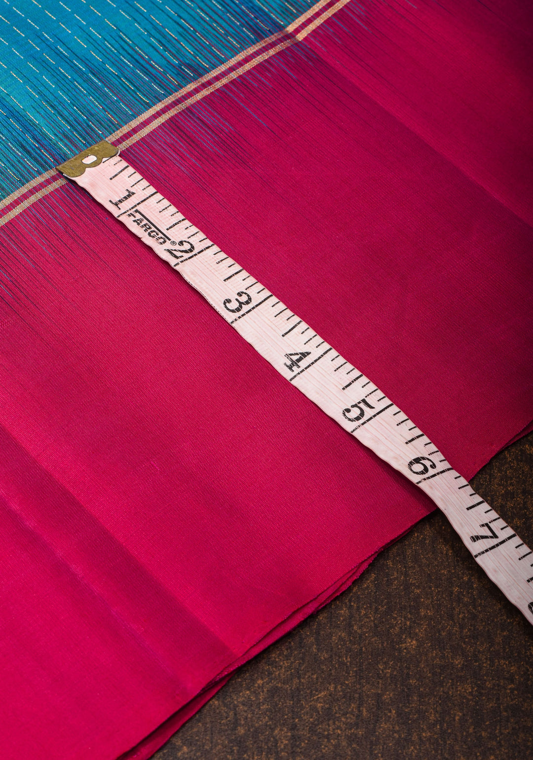 Peacock Blue and Green Dual Tone  Soft Silk Kanjivaram  Saree with Vertical Zari Stripes and Pink Contrast Border | SILK MARK CERTIFIED