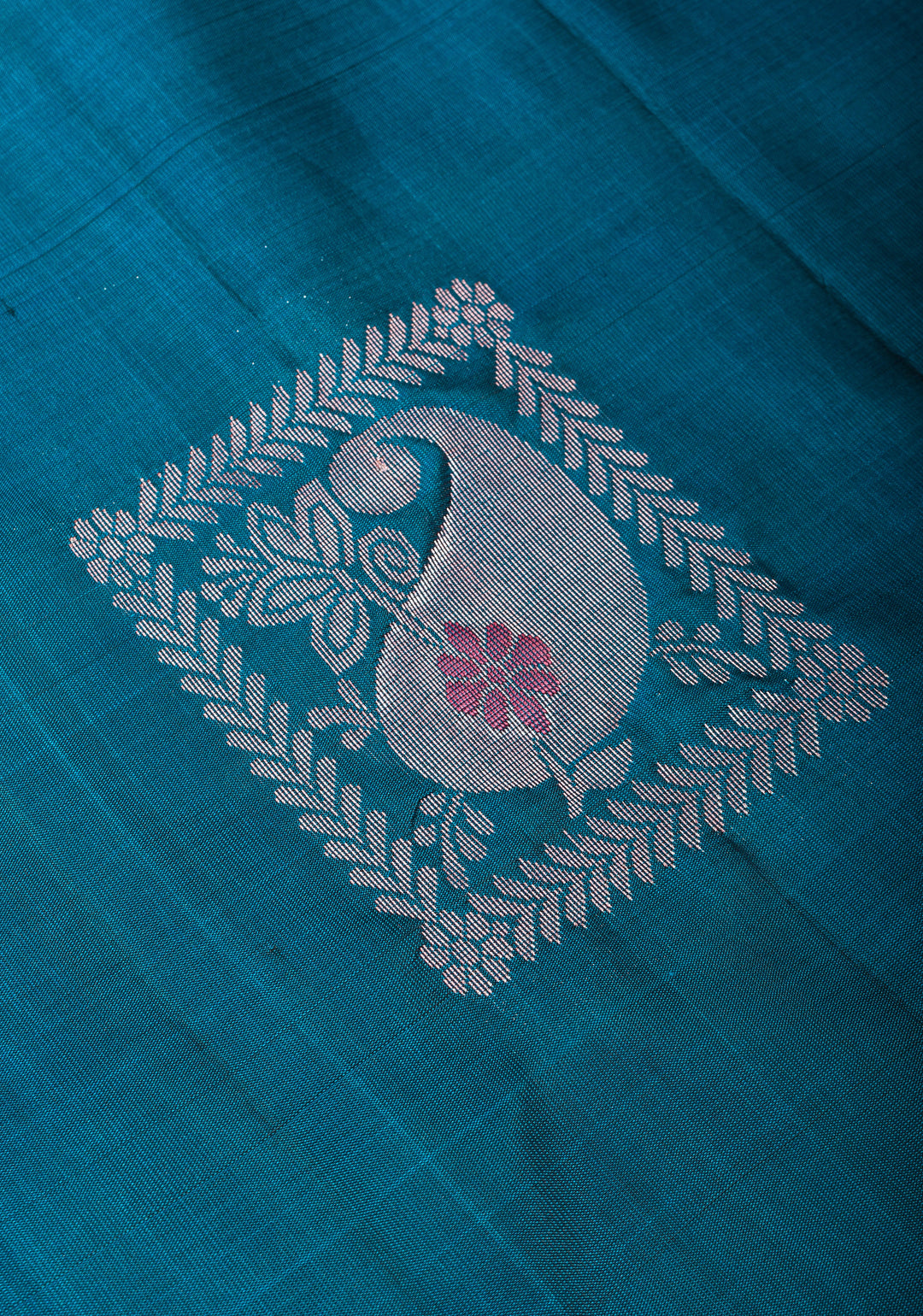 Peacock Blue Meenakari Kanjivaram Soft Silk Saree with Zari Motifs and Zari Border | SILK MARK CERTIFIED