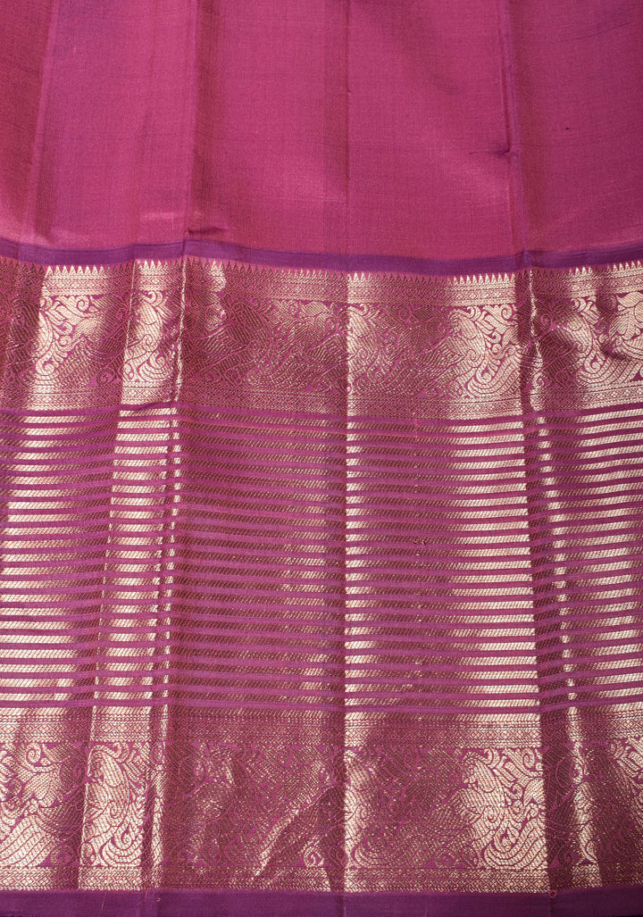 Pink Kora Kanjivaram Silk Saree with Zari Motifs and Zari 13" Border, Grand Pallu | SILK MARK CERTIFIED