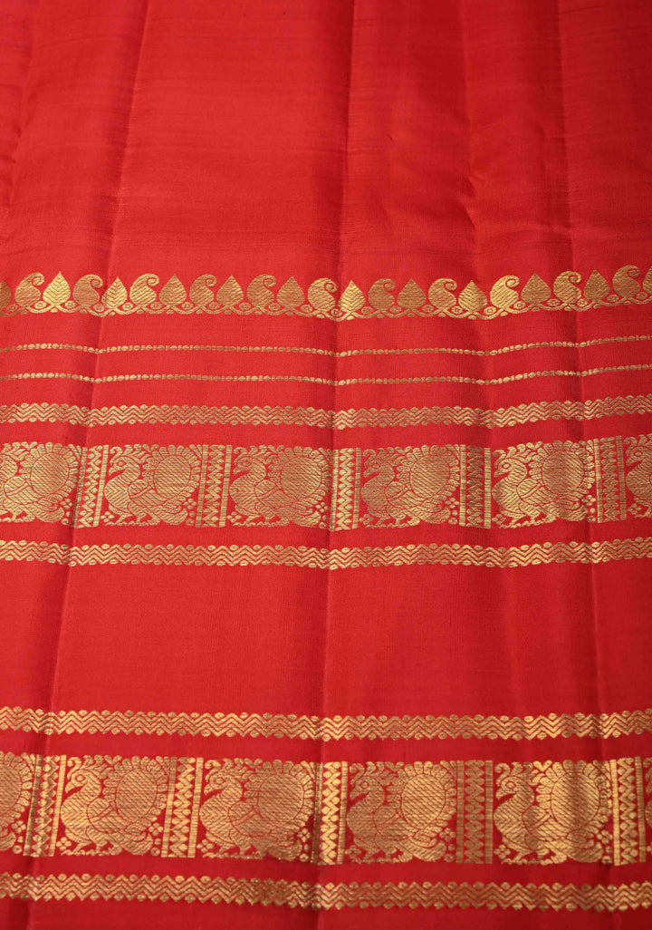 Black Horizontal Zari Stripes Kanjivaram Silk Saree with Wide Contrast Zari Border | SILK MARK CERTIFIED