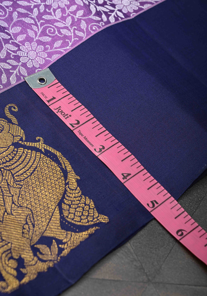Dark Lavender Brocade Jaal Kanjivaram Silk Saree with Distinct Parrot Zari Border | SILK MARK CERTIFIED