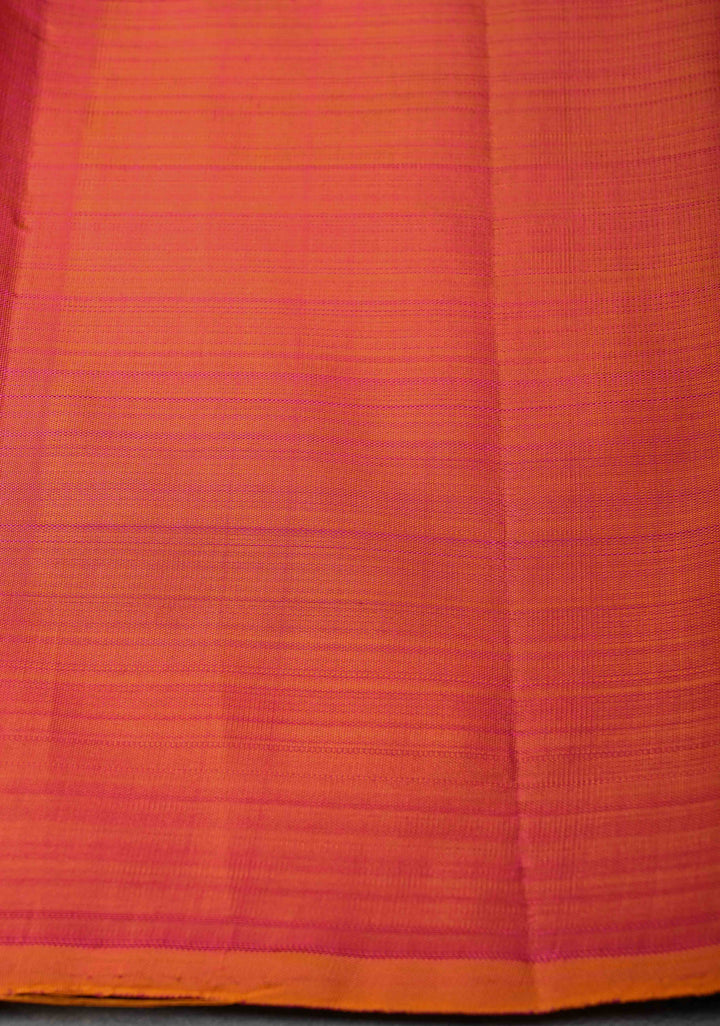 Unique Three Color Pure Kanjivaram Silk Saree With distinct Twin parrot on contrast Border | SILK MARK CERTIFIED