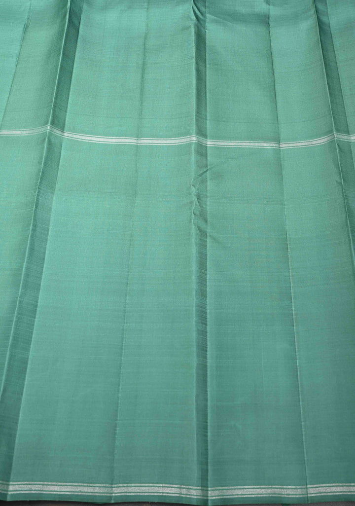 Sage Green Mubaggam Kanjivaram Pure Silk Saree with Zari Buttas and Patola Panel Design | SILK MARK CERTIFIED