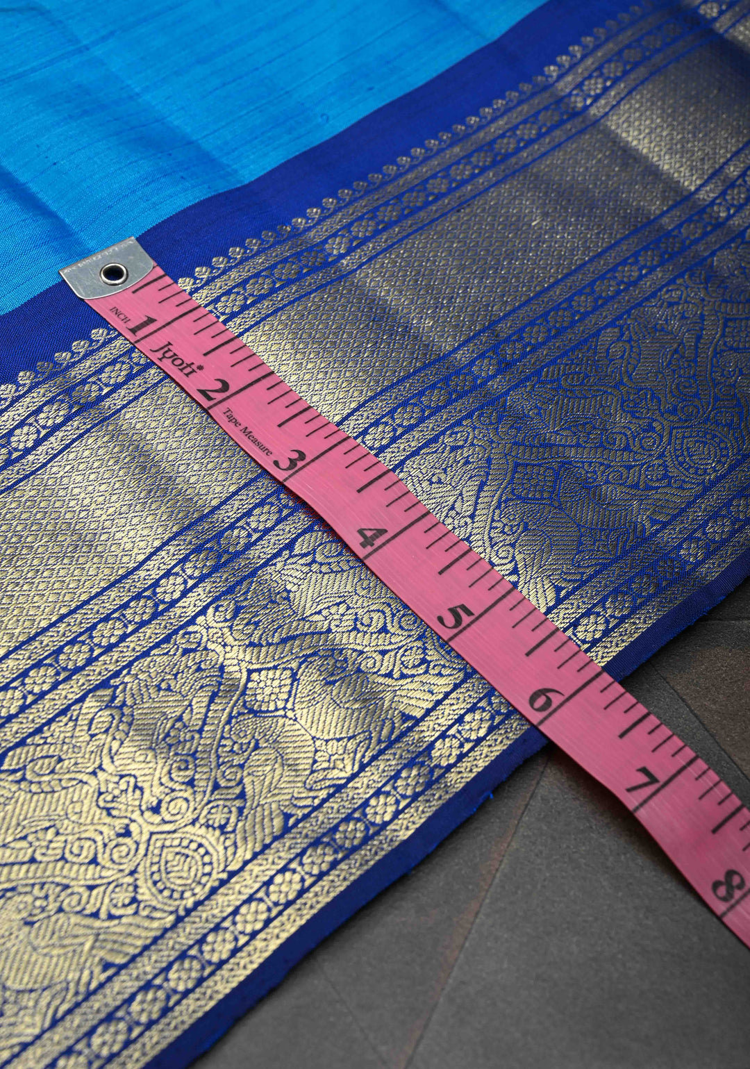 Azure Blue Kanjivaram Pure Silk Saree with Zari Buttas and Contrast Zari Border  | SILK MARK CERTIFIED