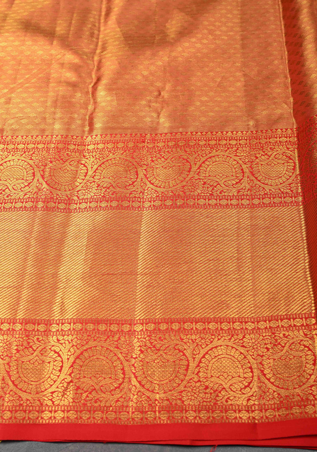 Lilac Tissue Kanjivaram Silk Saree with Krishna, Pichwai Kalamkari Digital Print and Contrast Zari Border | SILK MARK CERTIFIED