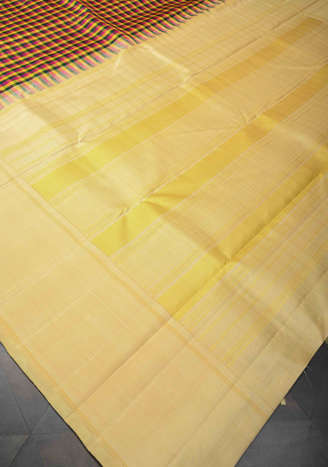 Multicolor Palum Pazhamum Kanjivaram Silk Saree With Cream Border | SILK MARK CERTIFIED