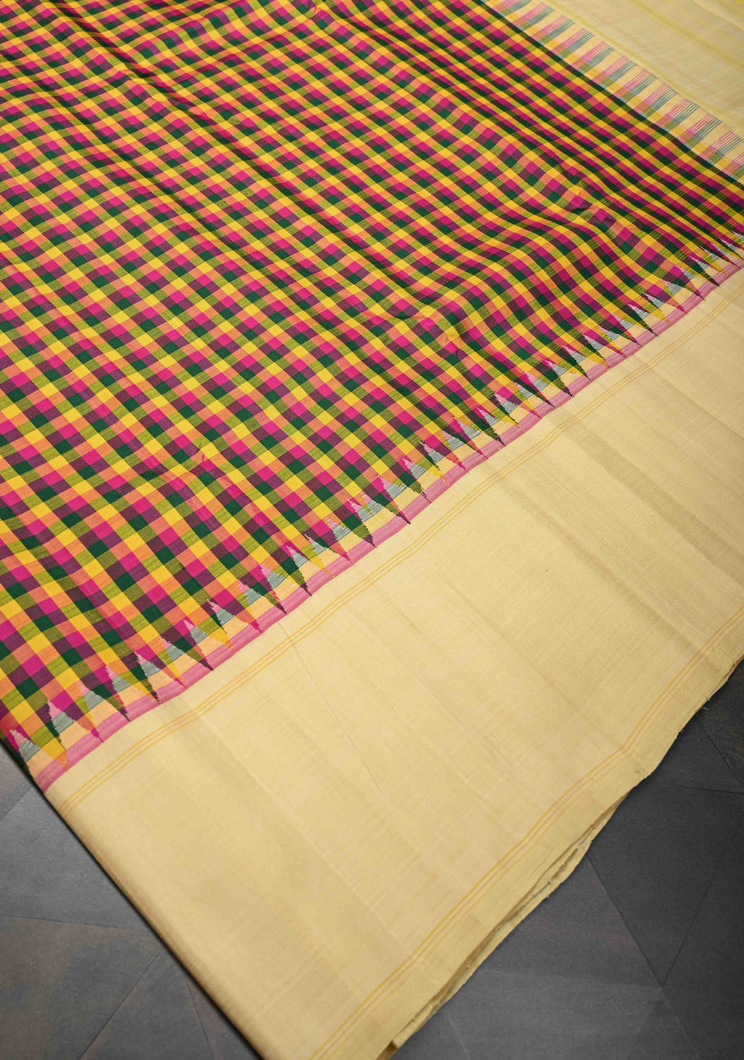 Multicolor Palum Pazhamum Kanjivaram Silk Saree With Cream Border | SILK MARK CERTIFIED