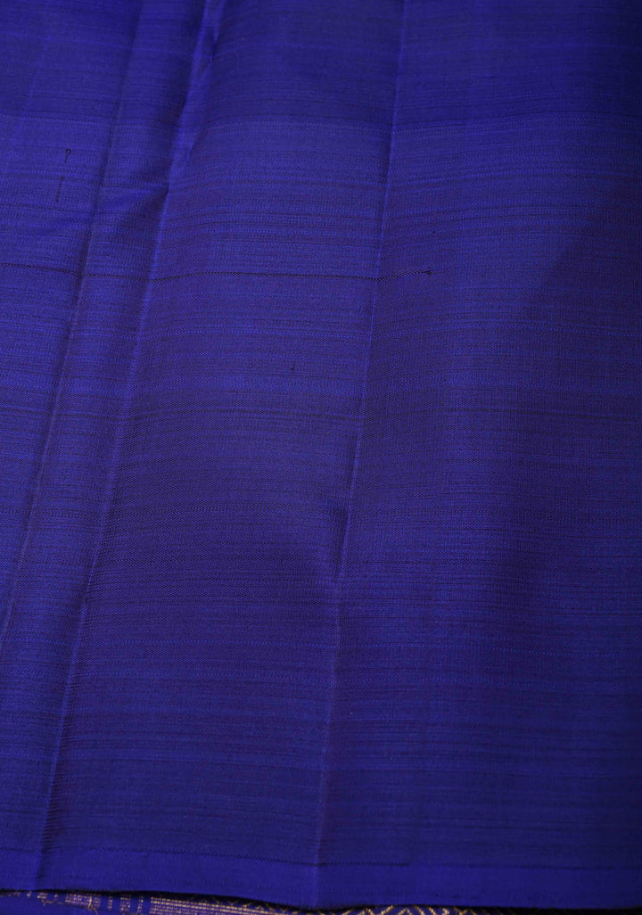 Bottle Green Pure Kanjivaram Silk Saree with Vertical Zari Stripes and Meenakari Distinct Floral Buttas on Contrast Border | SILK MARK CERTIFIED