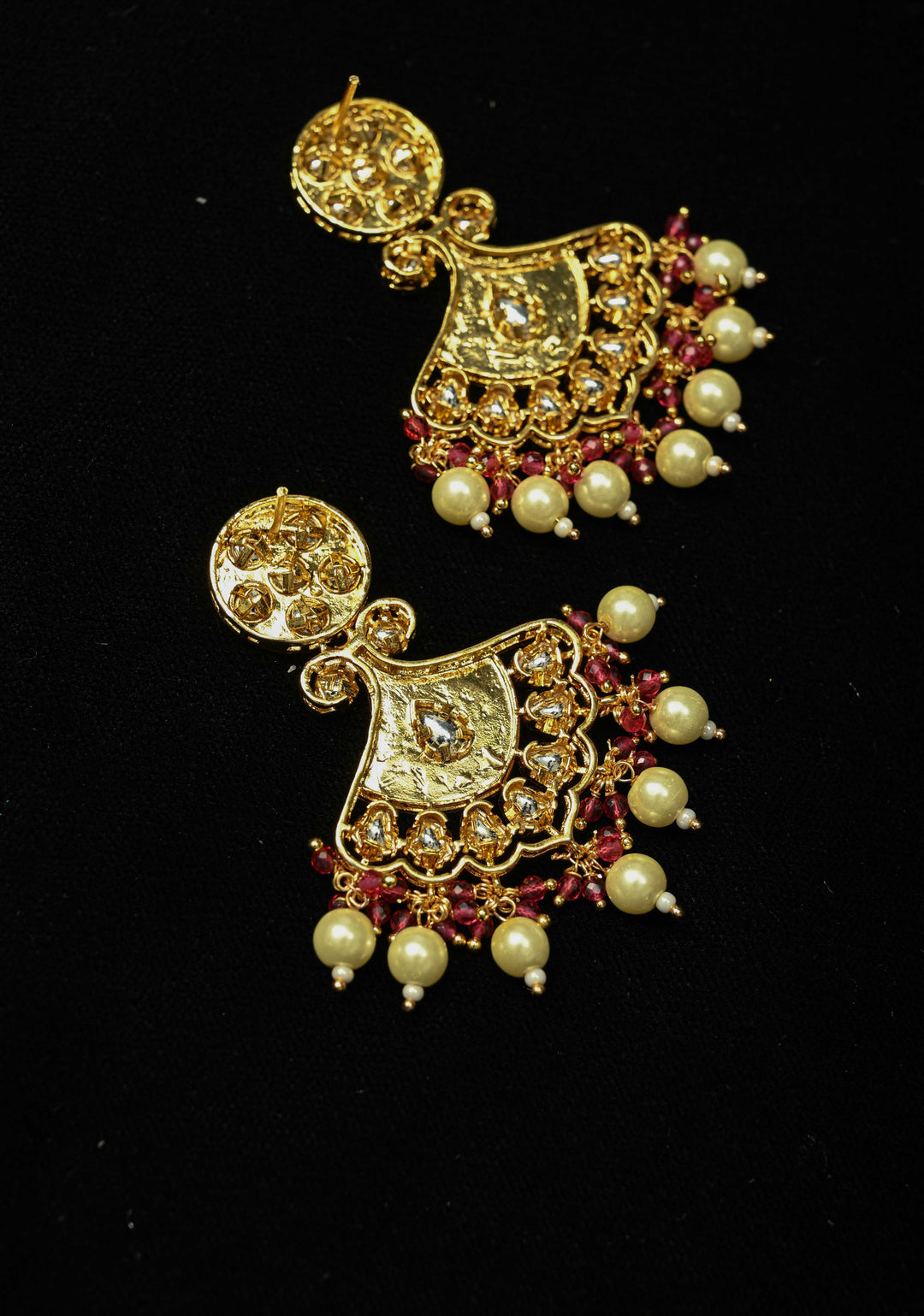 Designer Pink Meenakari and Kundan Jhoomar Earrings