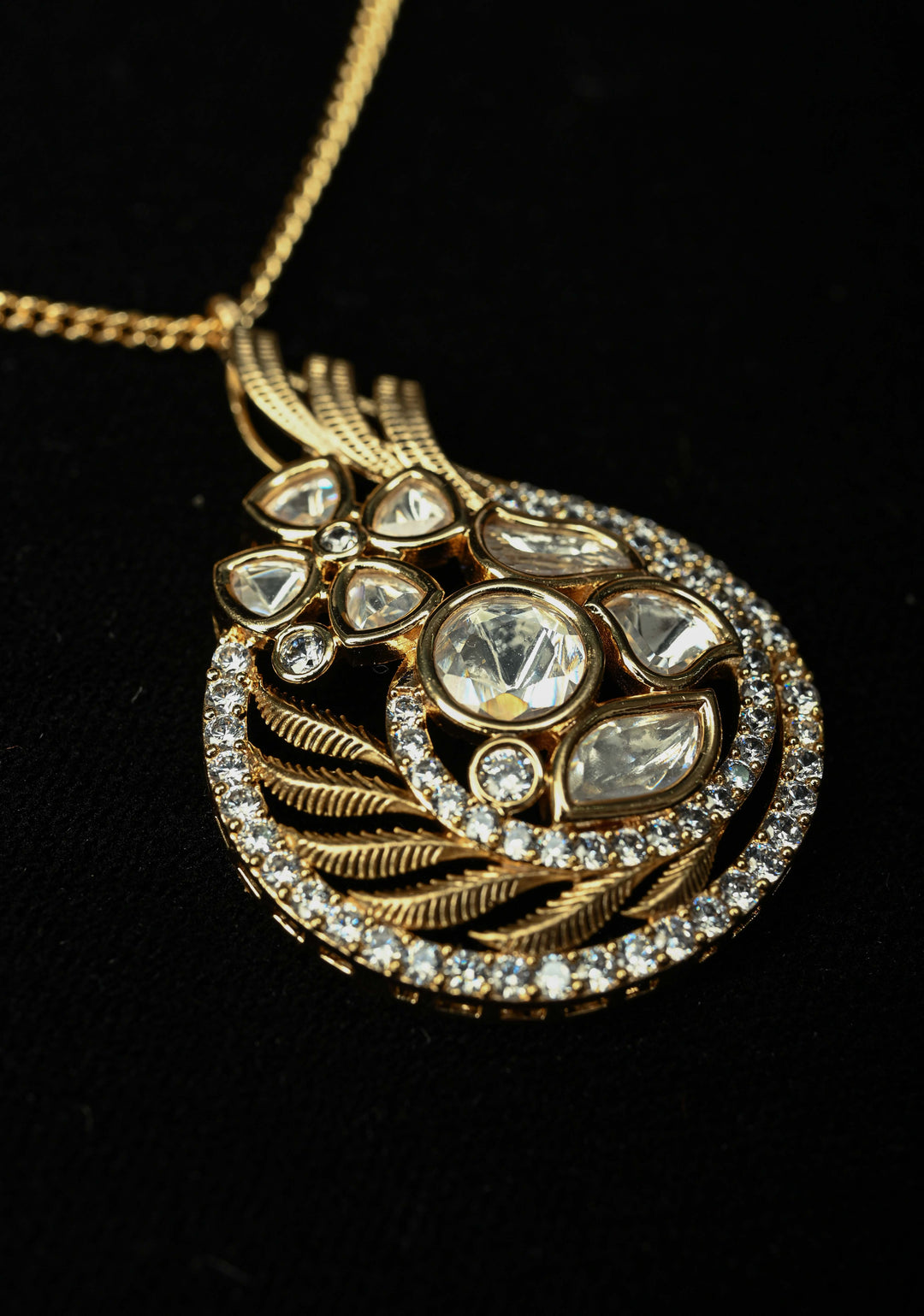 Golden Aura Pendant ,Chain and earrings set