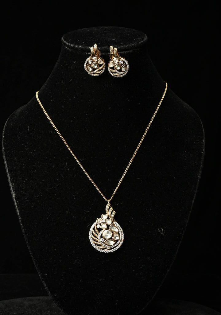 Golden Aura Pendant ,Chain and earrings set