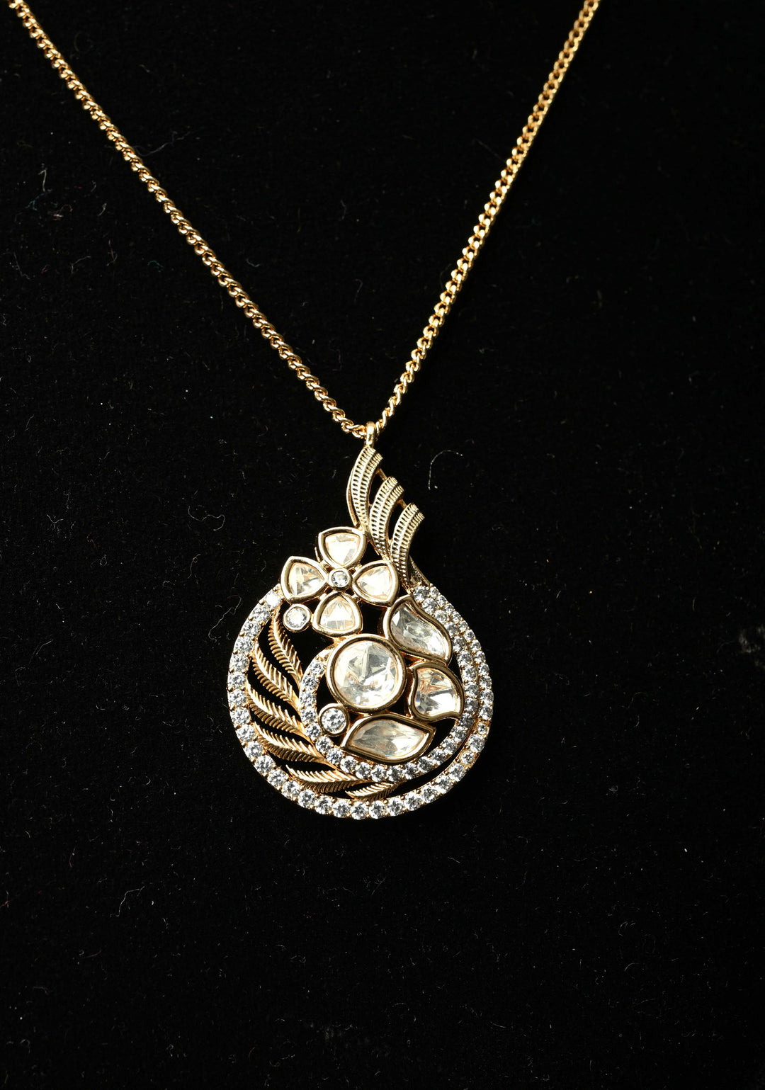Golden Aura Pendant ,Chain and earrings set