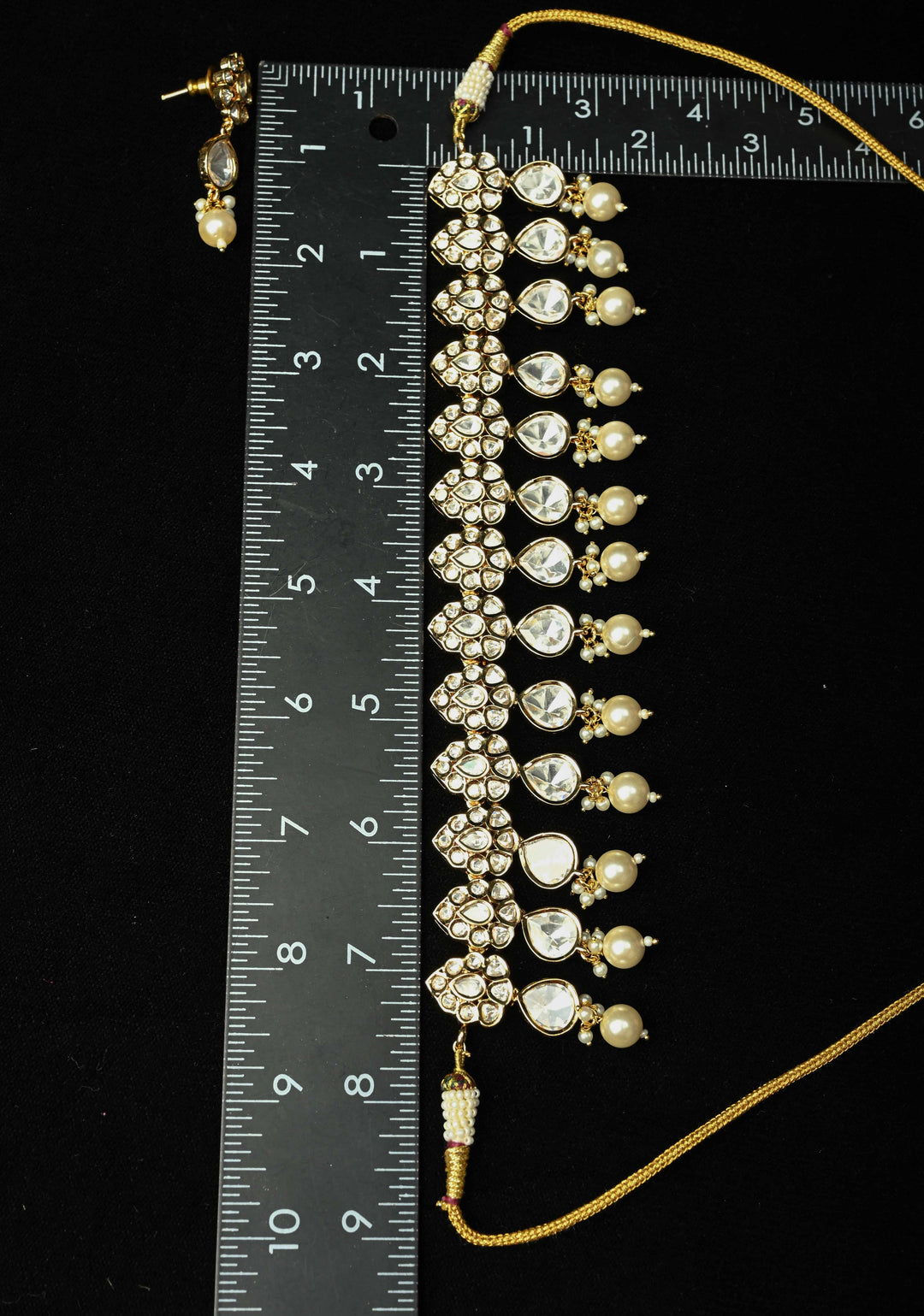 Bridal Kundan Set with White Stones and Dangling Pearls