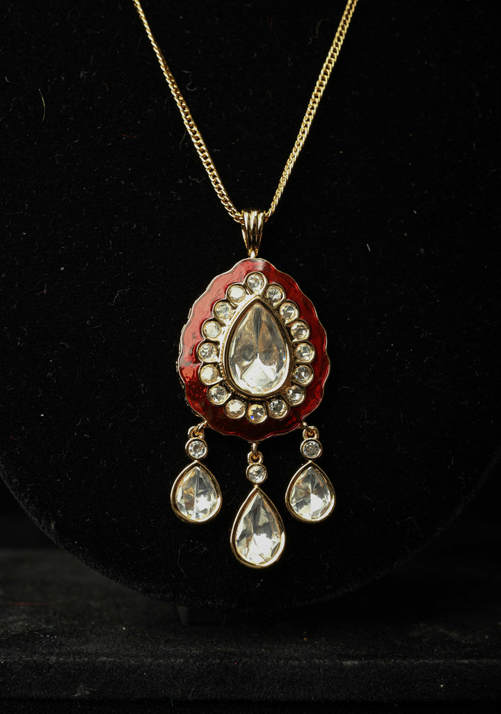 Red Stone Pendant Necklace with earrings