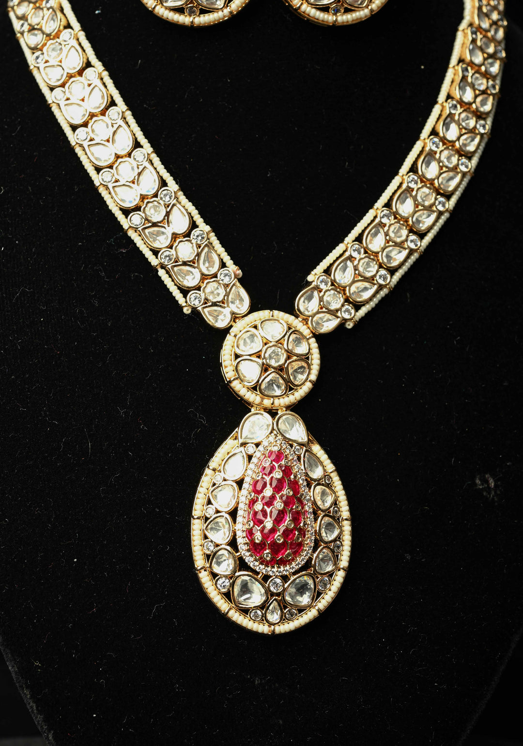 Long Kundan Necklace Meenakari Design Earrings Set