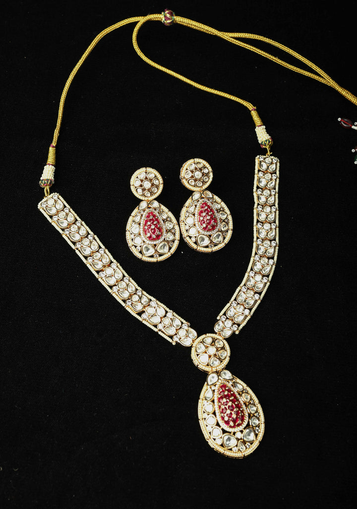 Long Kundan Necklace Meenakari Design Earrings Set