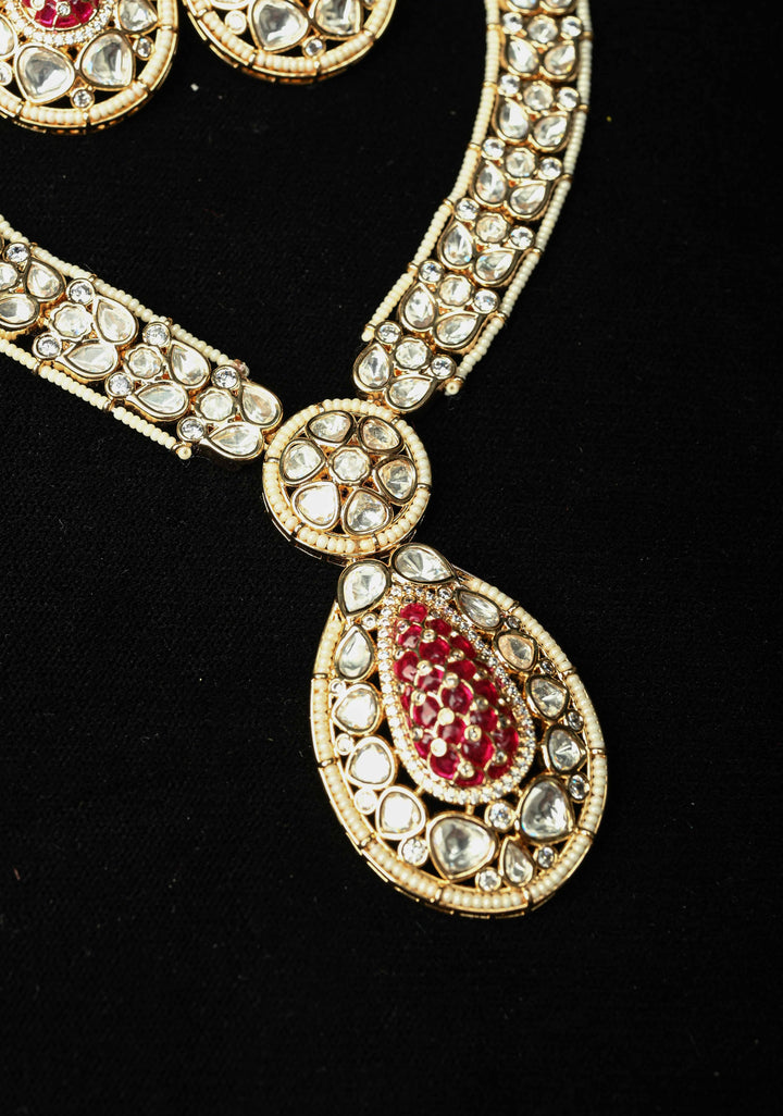 Long Kundan Necklace Meenakari Design Earrings Set