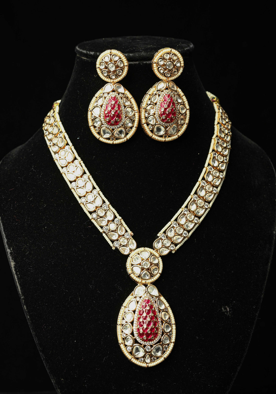 Long Kundan Necklace Meenakari Design Earrings Set
