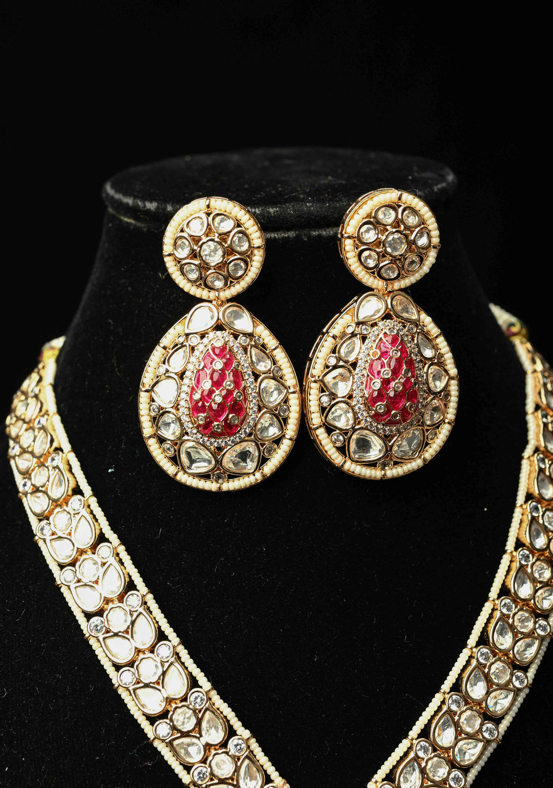 Long Kundan Necklace Meenakari Design Earrings Set